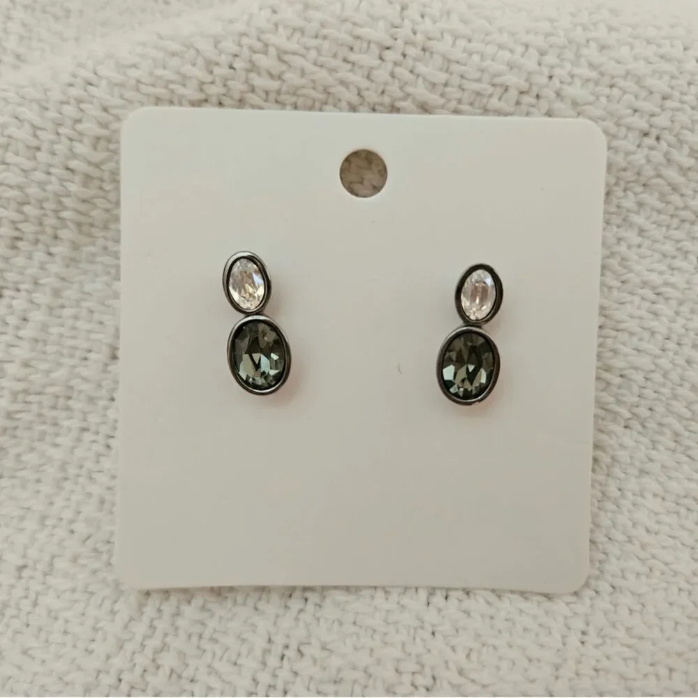 Swarovski Diva Moonlight Black Diamond and Crystal Pierced Earrings NWOT